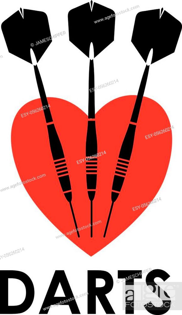 Stock Vector: love darts in a heart.