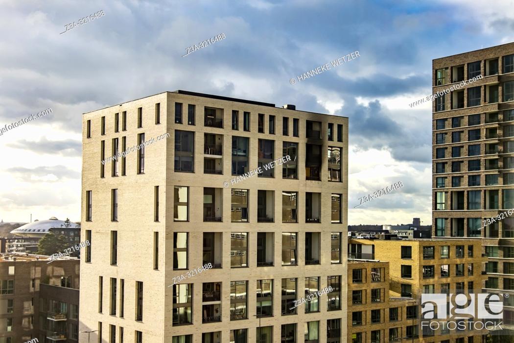 Stock Photo: Brand new apartment burned out by fireworks at Strijp-S, Eindhoven, The Netherlands, Europe.