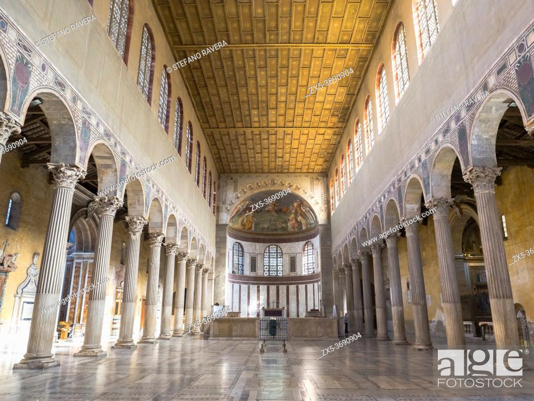 Stock Photo: Central nave of the Basilica of Santa Sabina on the Aventine - Rome, Italy.