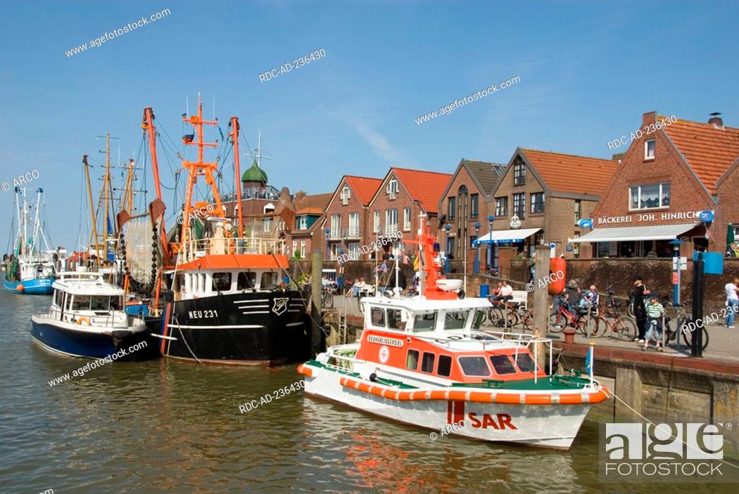 Stock Photo: Harbour, Neuharlingersiel, Eastern Friesland, Lower Saxony, Germany.