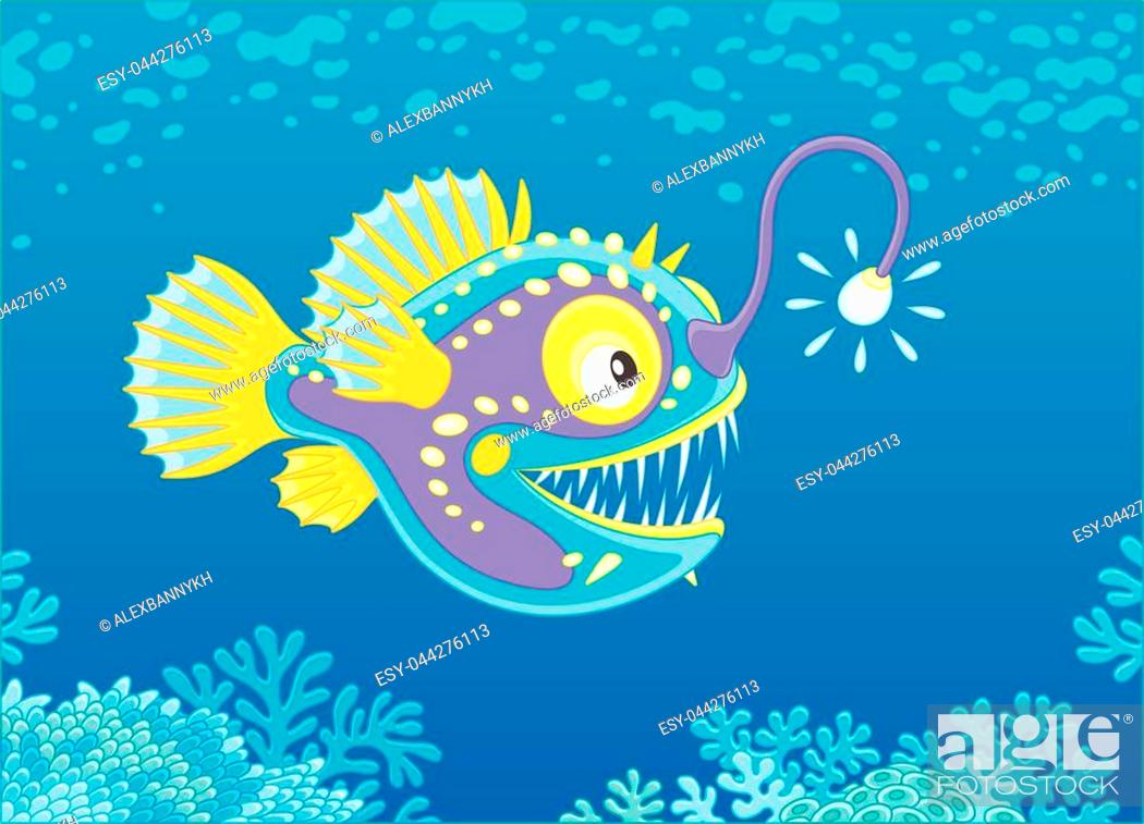 Vector illustration of a deepsea angler fish with its luminous lure, Stock  Vector, Vector And Low Budget Royalty Free Image. Pic. ESY-044276113 |  agefotostock