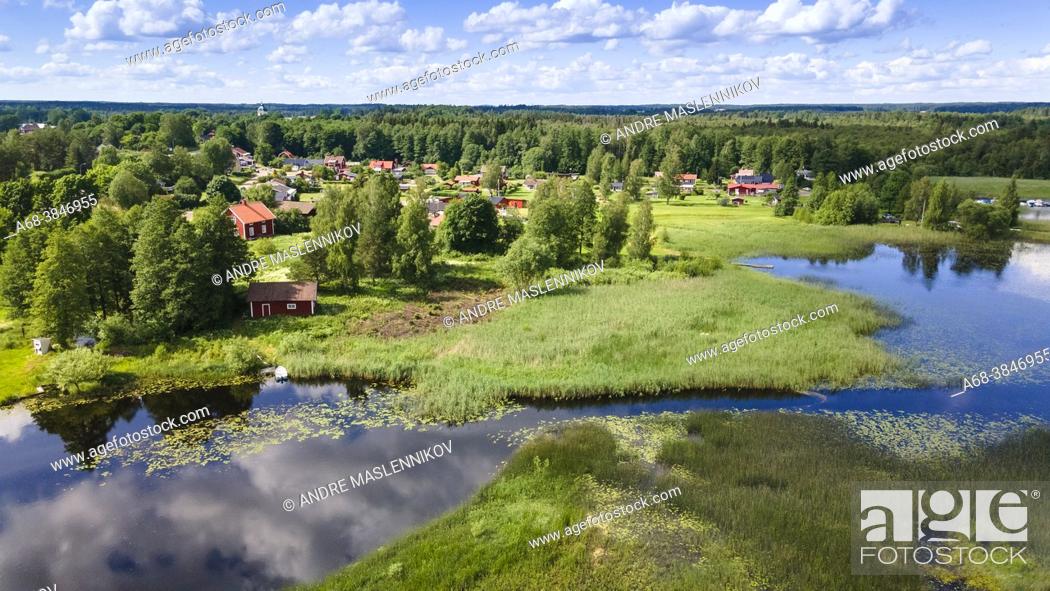 Stock Photo: View of Svennevad by Lake Sottern, Hallsberg Municipality, Örebro County.
