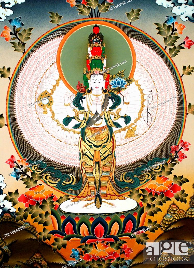Chenresig Thangka "Klasse Drucke" Avalokiteshvara Tibet Malerei Nepalbuddha T01 