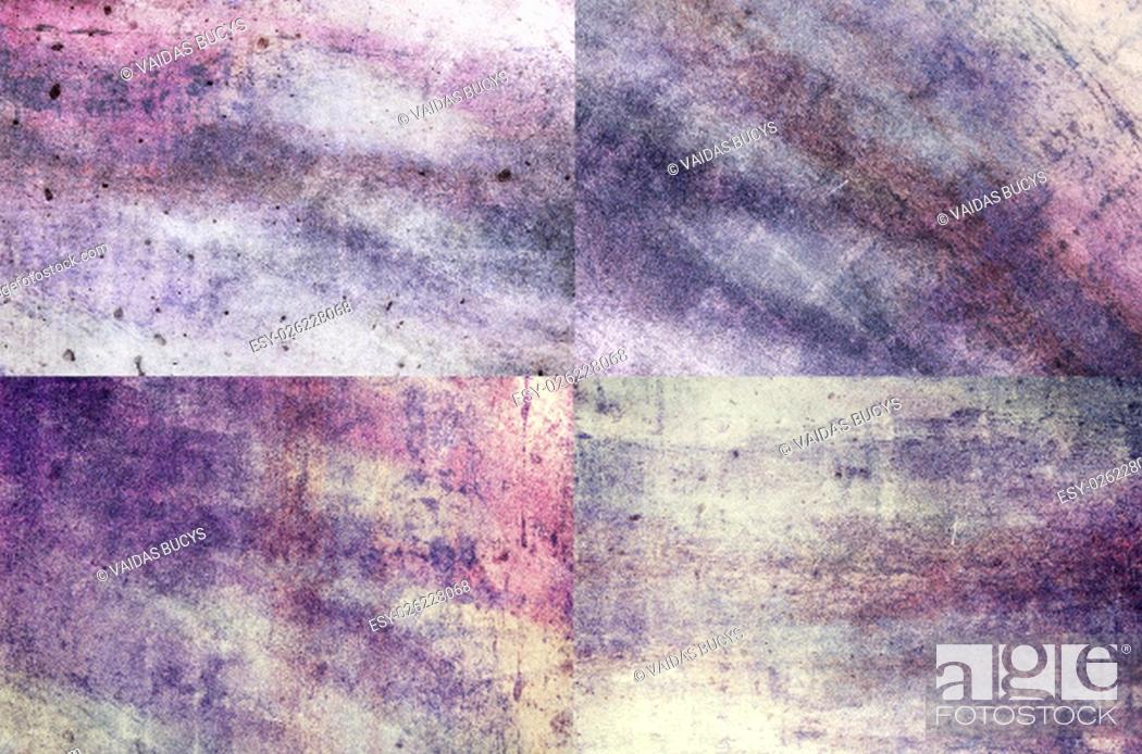 Stock Photo: Four purple colored grunge texture backgrounds in one set.