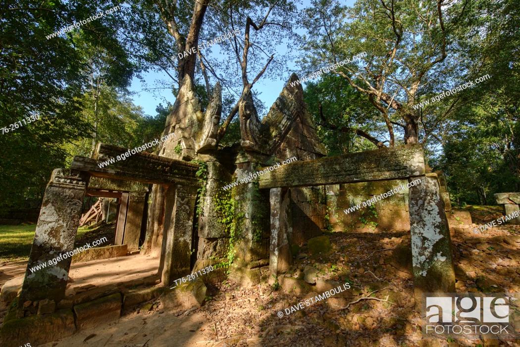 Stock Photo: The hidden jungle temple of Prasat Kra Chap at Koh Ker, Siem Reap, Cambodia.