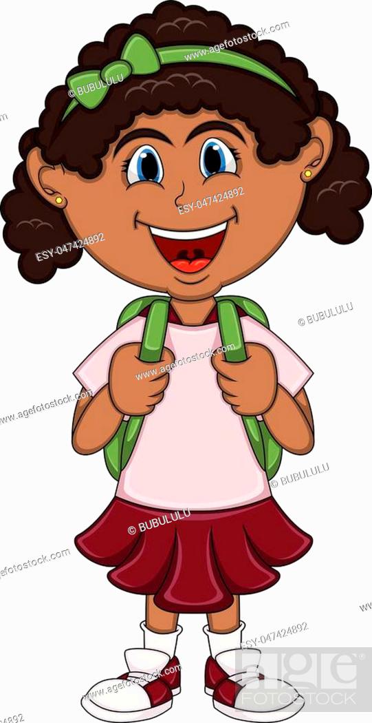 Little girl with backpack cartoon - full color, Stock Vector, Vector And  Low Budget Royalty Free Image. Pic. ESY-047424892 | agefotostock