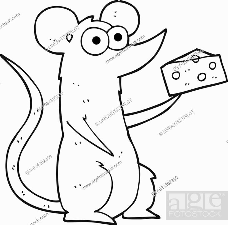 freehand drawn black and white cartoon mouse with cheese, Stock Vector,  Vector And Low Budget Royalty Free Image. Pic. ESY-034302399 | agefotostock