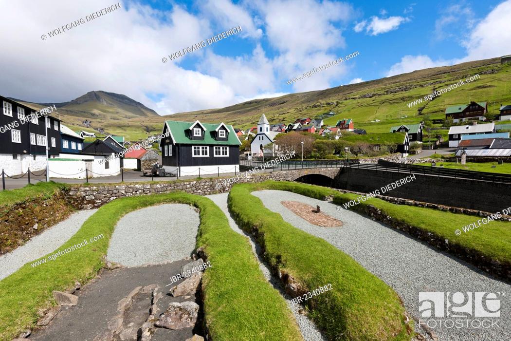 Stock Photo: Former Viking settlement in the village of Kvívík, Faroe Islands, Denmark, Northern Europe, Europe.