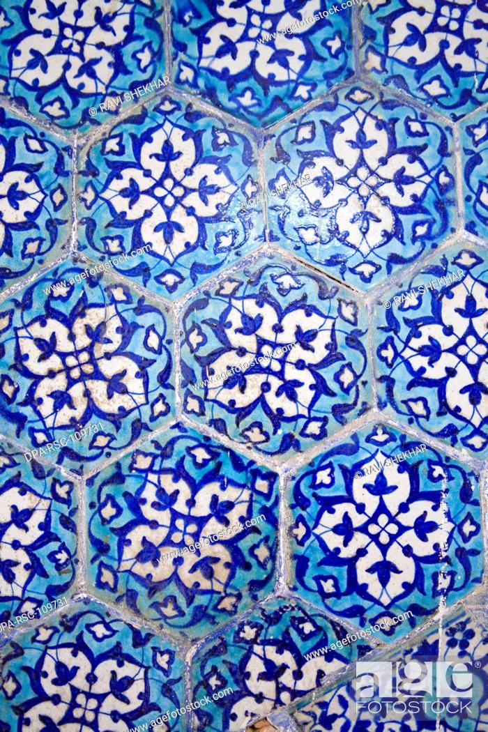 Stock Photo: Decorative tiles at Lalbagh Fort ; Bangla a Muslim style of Architecture ; Dhaka ;  Bangladesh.
