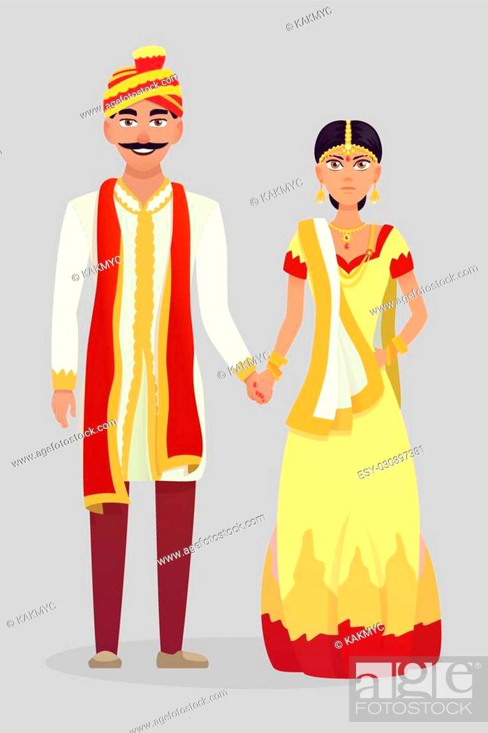 Cartoon Indian wedding couple. Vector illustration wedding, Stock Vector,  Vector And Low Budget Royalty Free Image. Pic. ESY-030897381 | agefotostock