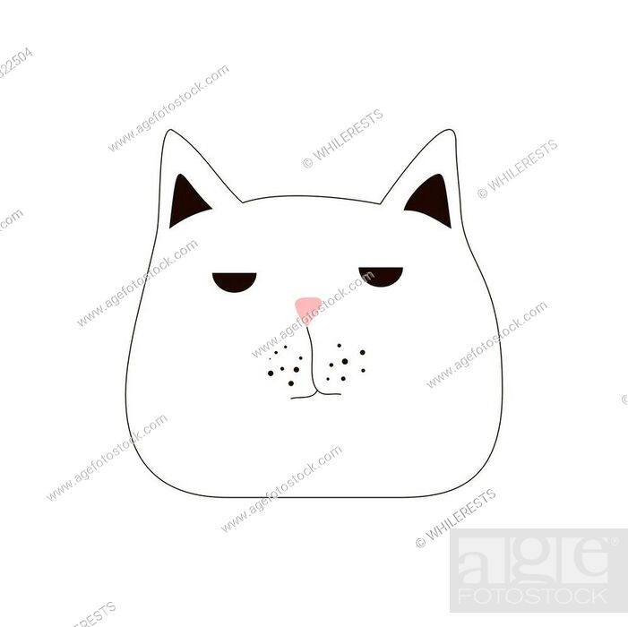 Cartoon cat animal. Line art black silhouette drawing. Vector illustration  doodle concept, Stock Vector, Vector And Low Budget Royalty Free Image.  Pic. ESY-042322504 | agefotostock