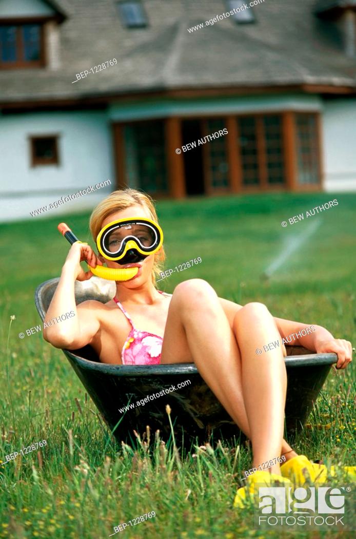 Stock Photo: Girl in bathtub.
