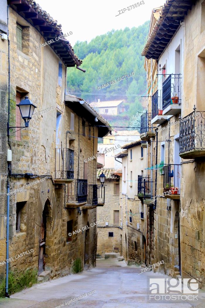 Stock Photo: Uncastillo medieval village in Cinco Villas county Saragossa Zaragoza Aragon Spain.