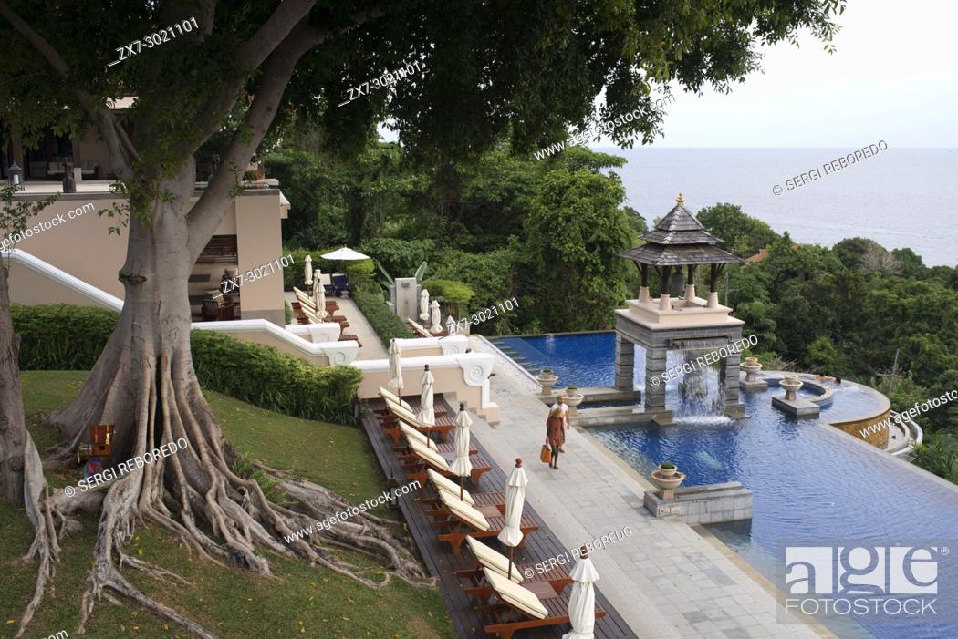 Stock Photo: Pool, luxury hotel Pimalai Resort, Kantiang Beach, Ko Lanta or Koh Lanta island, Krabi, Thailand, Asia. Pimalai Resort & Spa is a luxury beach resort occupies.