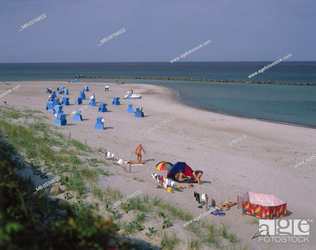 Germany, Mecklenburg-Western Pomerania, Fish country, Ahrenshoop, FKK-Strand,  Swimmers, Stock Photo, Picture And Rights Managed Image. Pic. MB-03768022 |  agefotostock