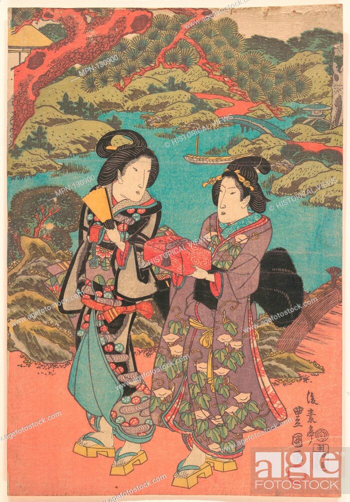 Stock Photo: Print. Artist: Utagawa Kunisada (Japanese, 1786-1865); Period: Edo period (1615-1868); Culture: Japan; Medium: Polychrome woodblock print; ink and color on.