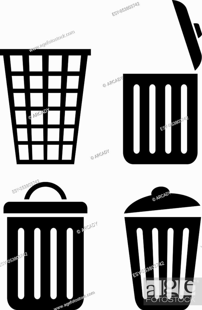 Stock Vector: Trash can icons set.