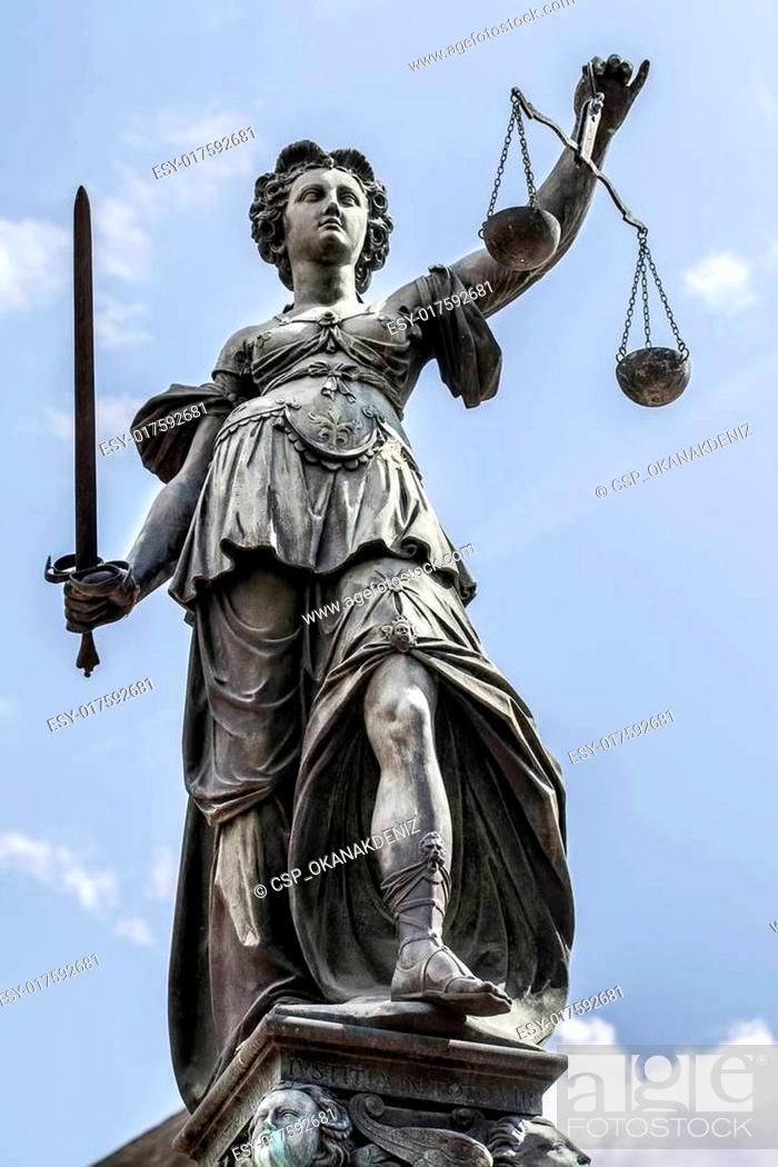 Stock Photo: Lady Justice in Frankfurt Germany.