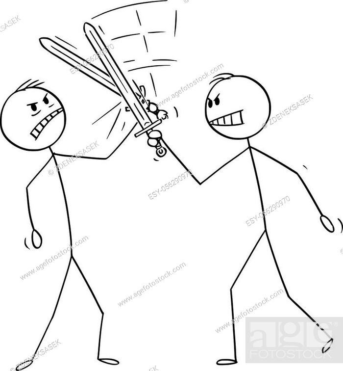 Vector cartoon stick figure drawing conceptual illustration of two men or  businessmen fighting with..., Stock Vector, Vector And Low Budget Royalty  Free Image. Pic. ESY-056290970 | agefotostock