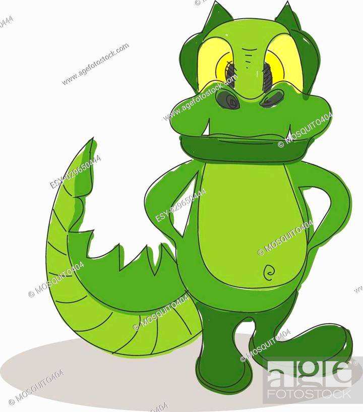 Funny crocodile with yellow eyes cartoon posing. Can be used for t-short  design, Stock Vector, Vector And Low Budget Royalty Free Image. Pic.  ESY-029650444 | agefotostock