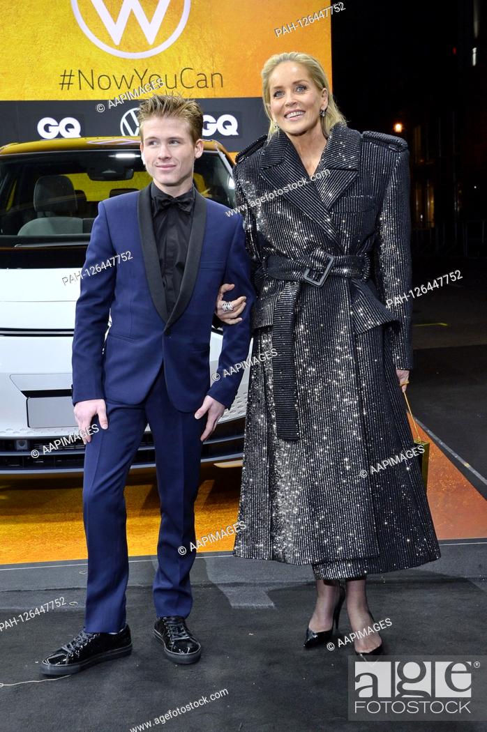 Sharon Stone with her son Roan Joseph Bronstein on arrival GQ Men