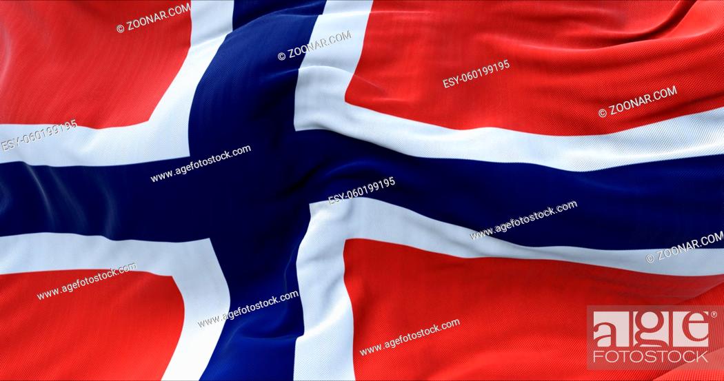Imagen: Detail of the national flag of Norway flying in the wind. Democracy and politics. Nordic european state.