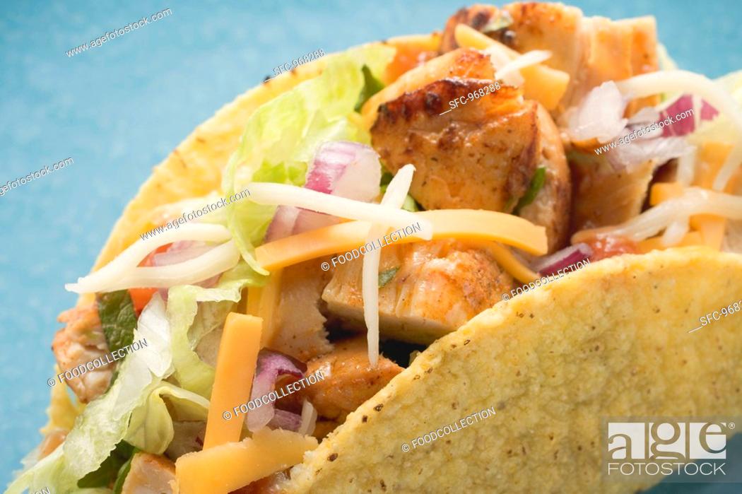 Stock Photo: Chicken taco close-up.