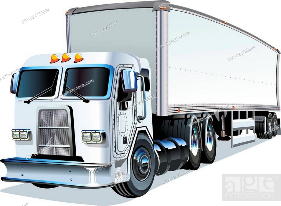 Cartoon Semi Truck, Stock Vector, Vector And Low Budget Royalty Free Image.  Pic. ESY-024755884 | agefotostock