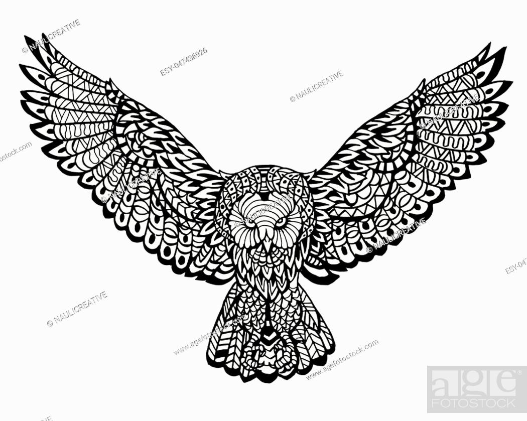 Ethnic Animal Doodle Detail Pattern Owl Zentangle Illustration, Vecteur de  Stock, Vecteur et Image Low Budget Royalty Free. Photo ESY-047436926 |  agefotostock