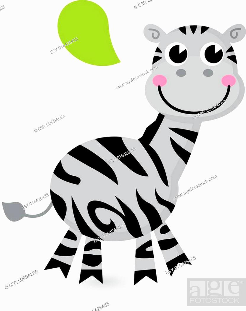 Stock Vector: Cute cartoon Zebra isolated on white.