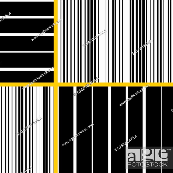 Stock Vector: Modern geometric design in three colors: black, white and yellow.