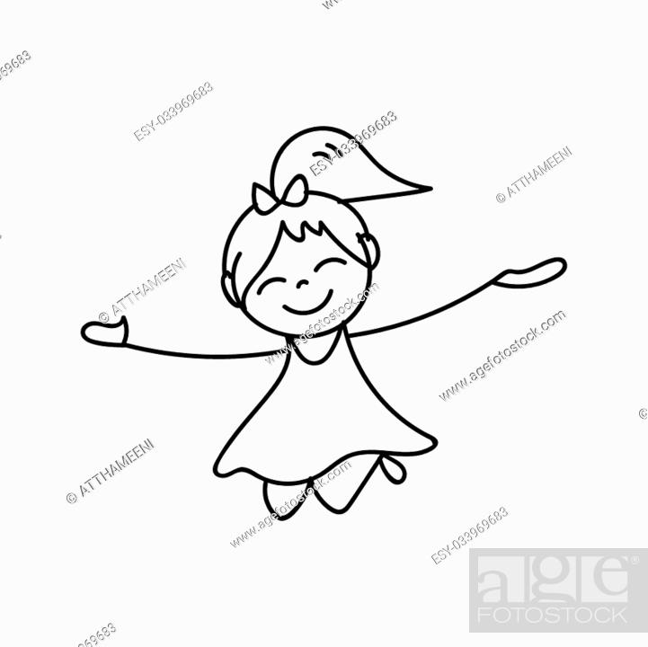 hand drawing cartoon character happy kids happy summer, Stock Vector,  Vector And Low Budget Royalty Free Image. Pic. ESY-033969683 | agefotostock
