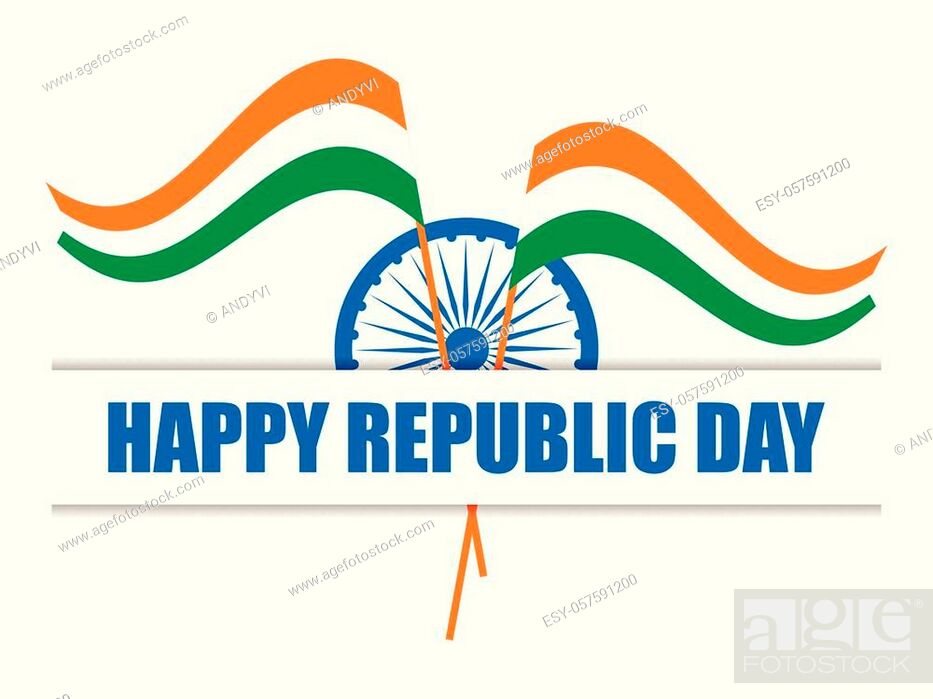Stock Vector: Happy Republic Day of India. National flag of India. Vector illustration.