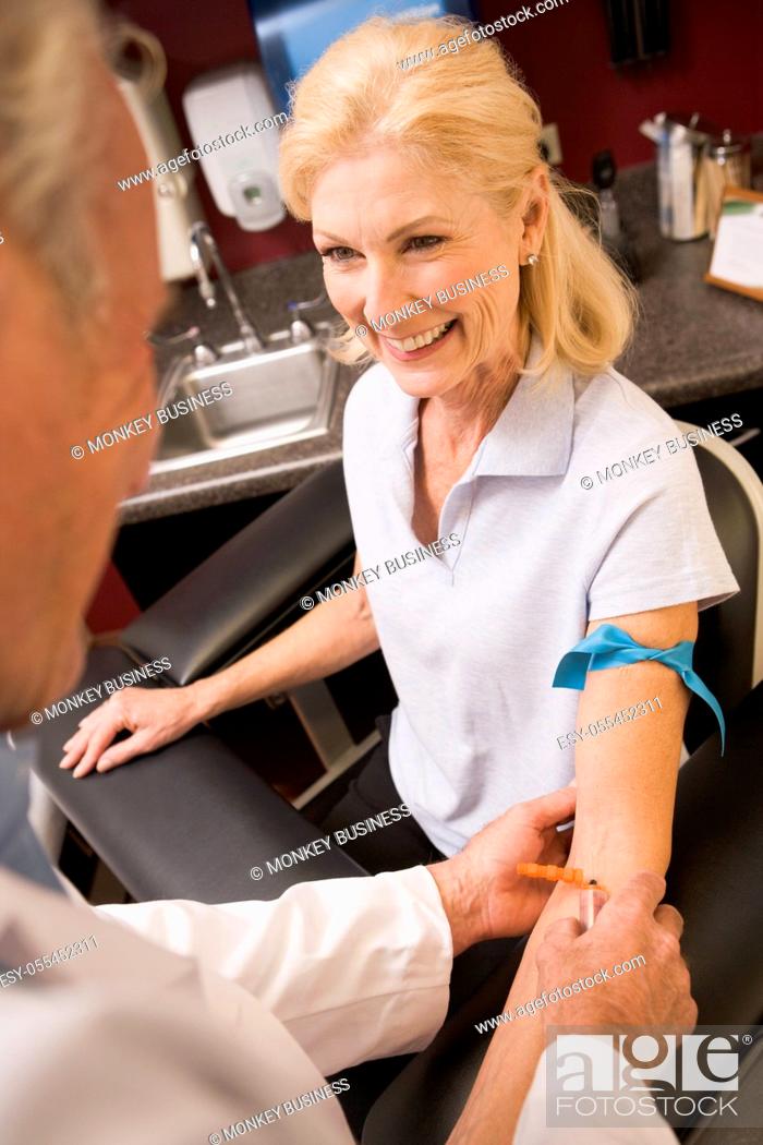Stock Photo: doctor, injecting, patient, vaccination.