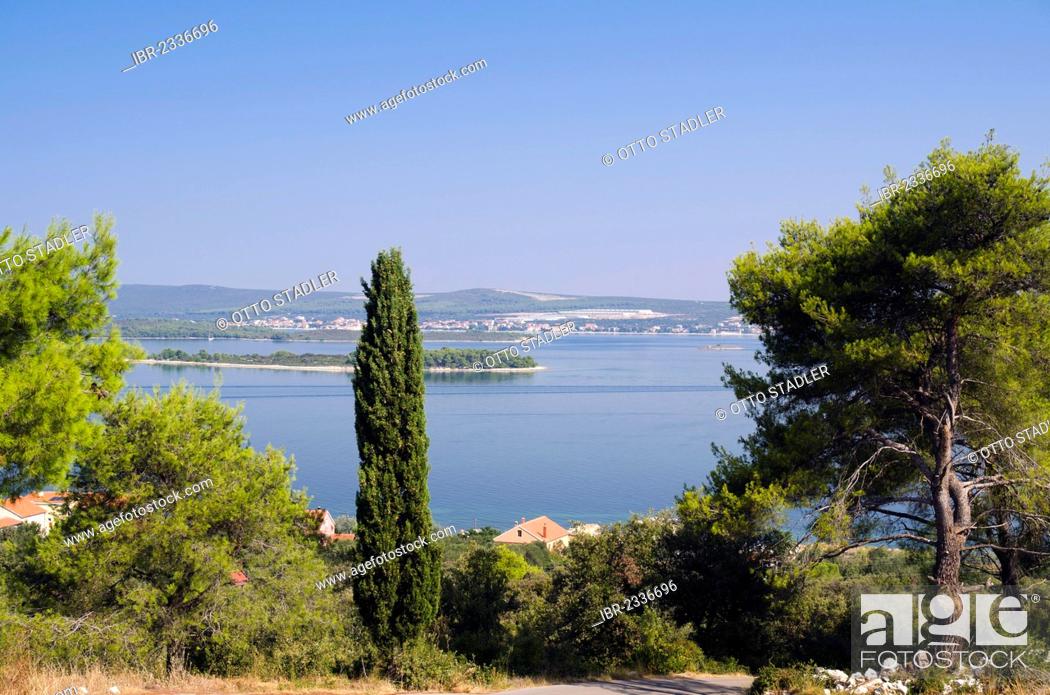 Stock Photo: View from the Monastery of Sveti Kozma i Damjan, Tkon, Pasman Island, Adriatic Sea, Zadar, Dalmatia, Croatia, Europe.