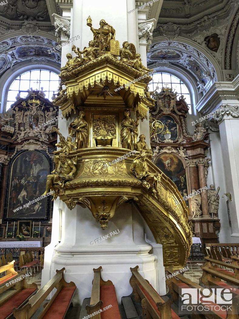 Stock Photo: St. Stephen's Cathedral, Passau. St. Stephen's Cathedral (German: Dom St. Stephan) is a baroque church from 1688 in Passau,.