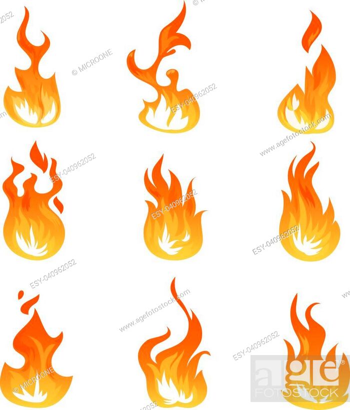 Cartoon fire flames vector set. Ignition light effect, flaming symbols,  Stock Vector, Vector And Low Budget Royalty Free Image. Pic. ESY-040962052  | agefotostock