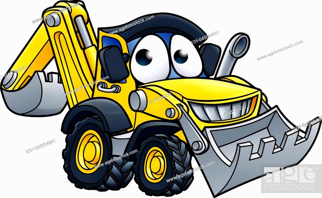 Bulldozer digger construction vehicle cartoon character mascot  illustration, Stock Vector, Vector And Low Budget Royalty Free Image. Pic.  ESY-045004841 | agefotostock