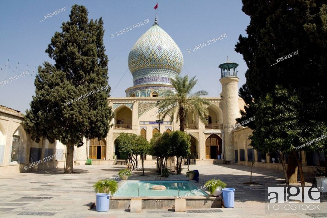 Stock Photo: Iran, Shiraz, Mosque Hafezieh Street Court inside.
