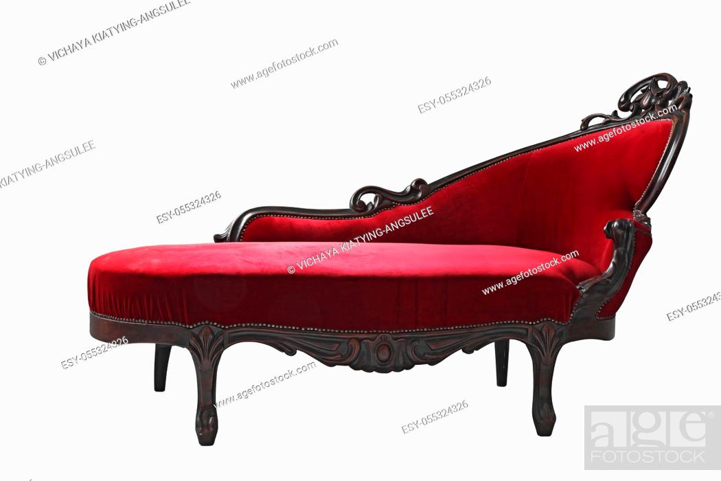 Stock Photo: vintage luxury red sofa isolated on white background.
