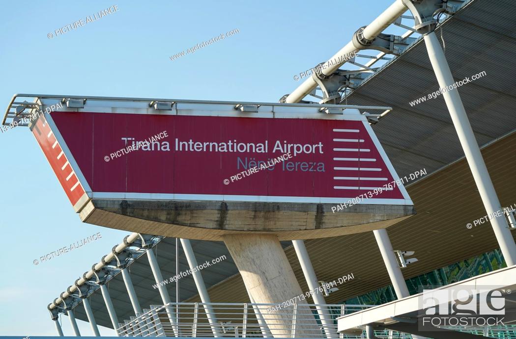 Stock Photo: 03 July 2020, Albania, Kruja: +++Minimum fee 10, - Euro+++The airport ""Tirana International Airport Nënë Tereza"" (TIA) near Tirana.