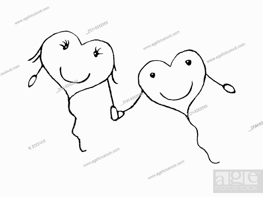 Love Couple Concept Pencil Drawing, Stock Photo, Picture And ...