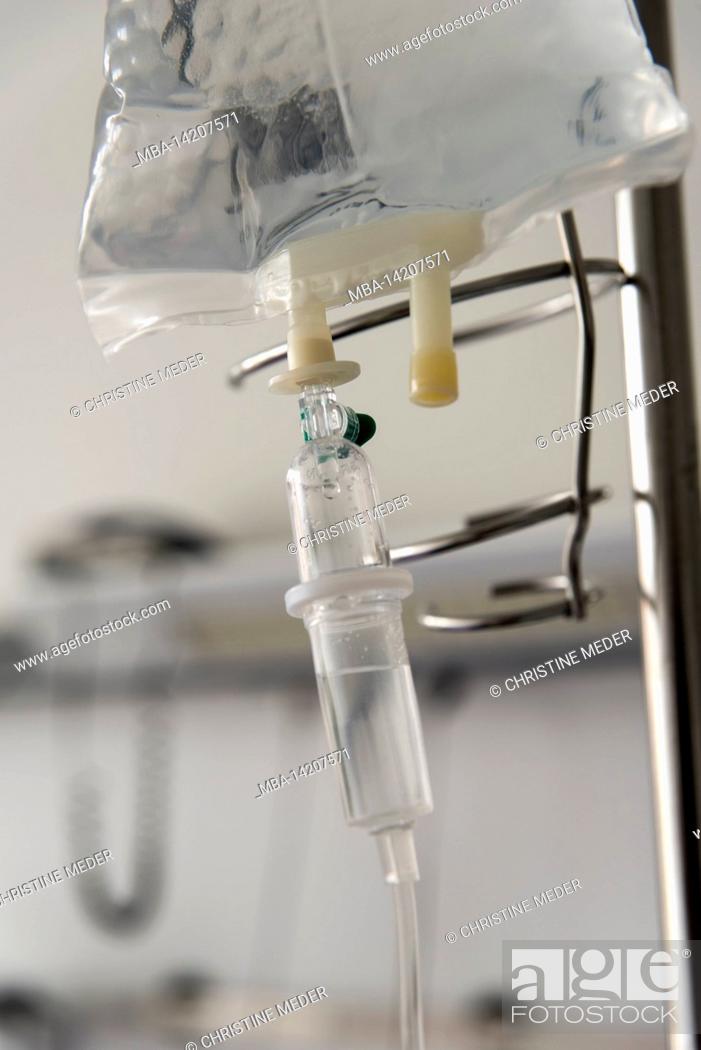 Stock Photo: IV fluids, hospital, sickbed.