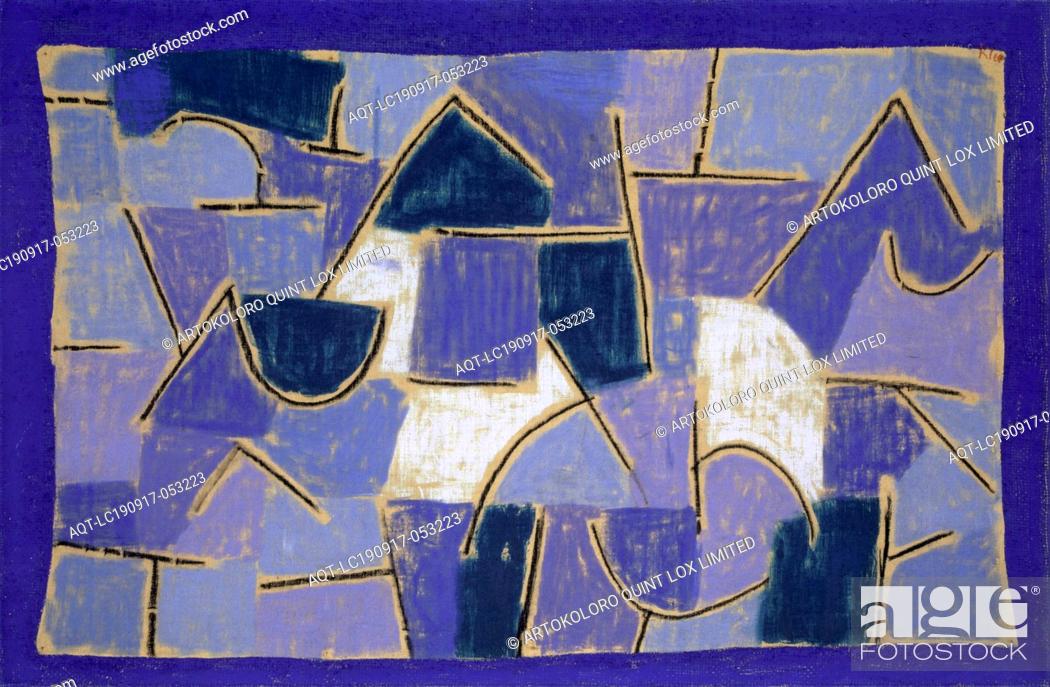 Stock Photo: Blue Night, 1937, 208 (U 8), pastel on cotton on pastes on jute, original frame borders, 50.5 x 76.5 cm, signed on the cotton and jute top right: clover.