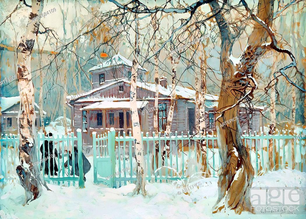 Stock Photo: Kolesnikov Stepan Fedorovich - Winter View - Russian School - 19th Century.