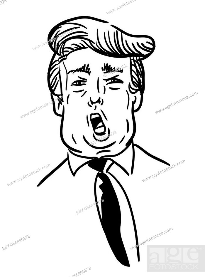 Donald Trump caricature. Cartoon doodle vector hand-drawn portrait of US  president, Stock Vector, Vector And Low Budget Royalty Free Image. Pic.  ESY-056890378 | agefotostock