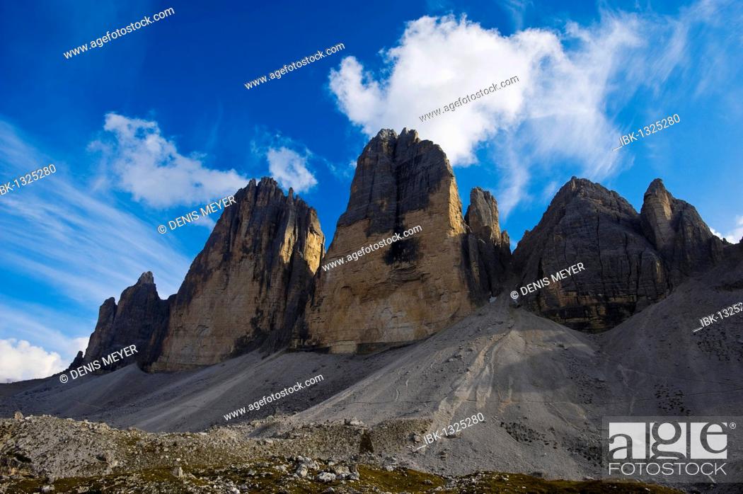 Photo de stock: The Three Peaks, Dolomites, Alto Adige, Italy, Europe.