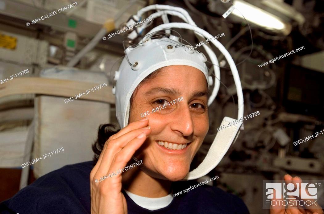 Stock Photo: Astronaut Sunita L. Williams, Expedition 14 flight engineer, participates in Anomalous Long Term Effects in Astronauts' Central Nervous System (ALTEA).