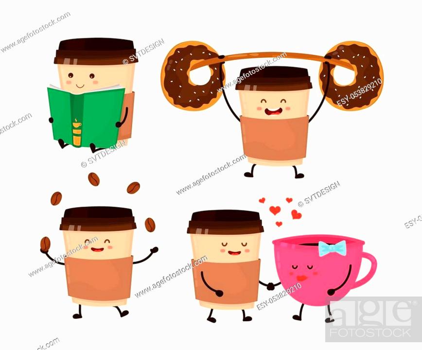 Coffee paper cup vector flat style cartoon fun illustration set, Stock  Vector, Vector And Low Budget Royalty Free Image. Pic. ESY-053829210 |  agefotostock