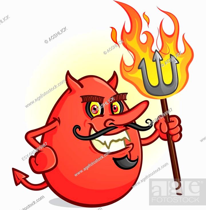 An Evil Red Devil Egg Cartoon Character Holding a Flaming Pitch Fork with a  Sharp Toothed Grin and..., Stock Vector, Vector And Low Budget Royalty Free  Image. Pic. ESY-045395987 | agefotostock